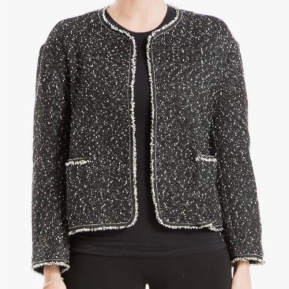 Max Studio Black Tweed Open-Front Jacket